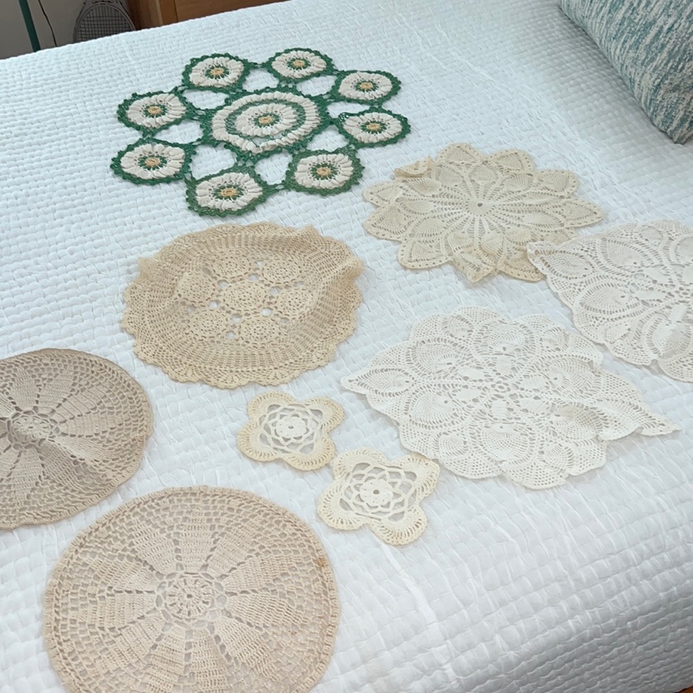 Vintage Hand Crocheted Doilies , Lot of 9 pieces